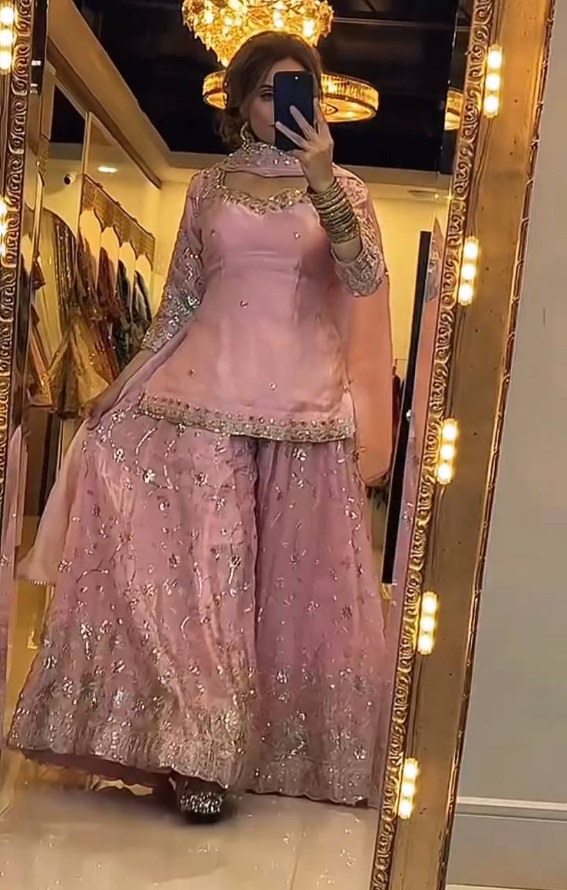 Blush Pink Scalloped Couture Ensemble